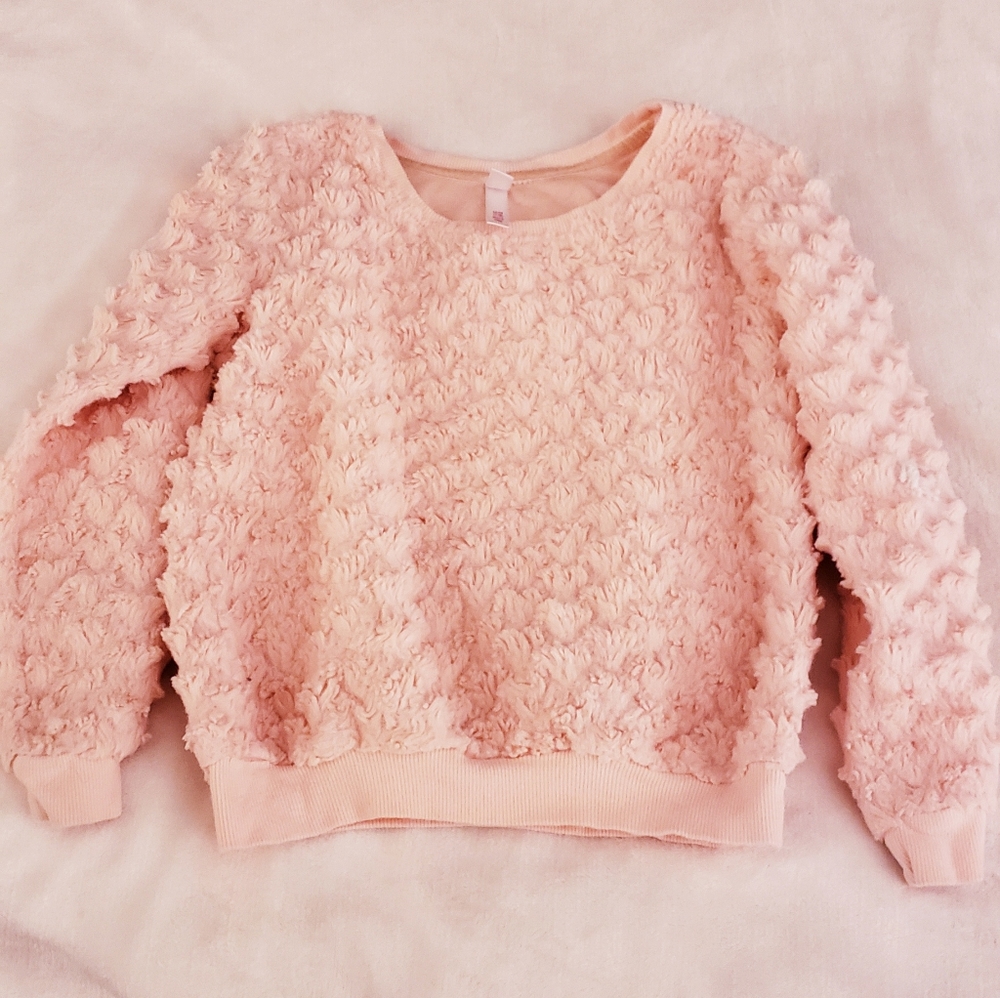 Girls Pink Fluffy Sweater